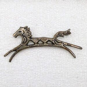Vintage Sterling Silver Horse Brooch Pin Signed AJW Arrow Southwestern Artisan